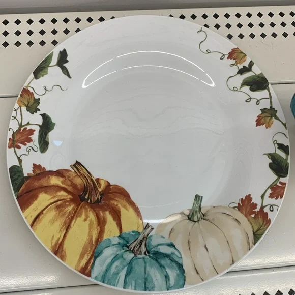 Royal Norfolk Stoneware Pumpkin Dinner Plates, 10.5 in. Thanksgiving themed - Picture 4 of 16